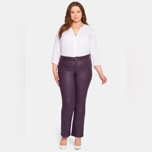 NWOT NYDJ Uplift Coated Marilyn Straight Jeans In Eggplant Coated Size 18 W